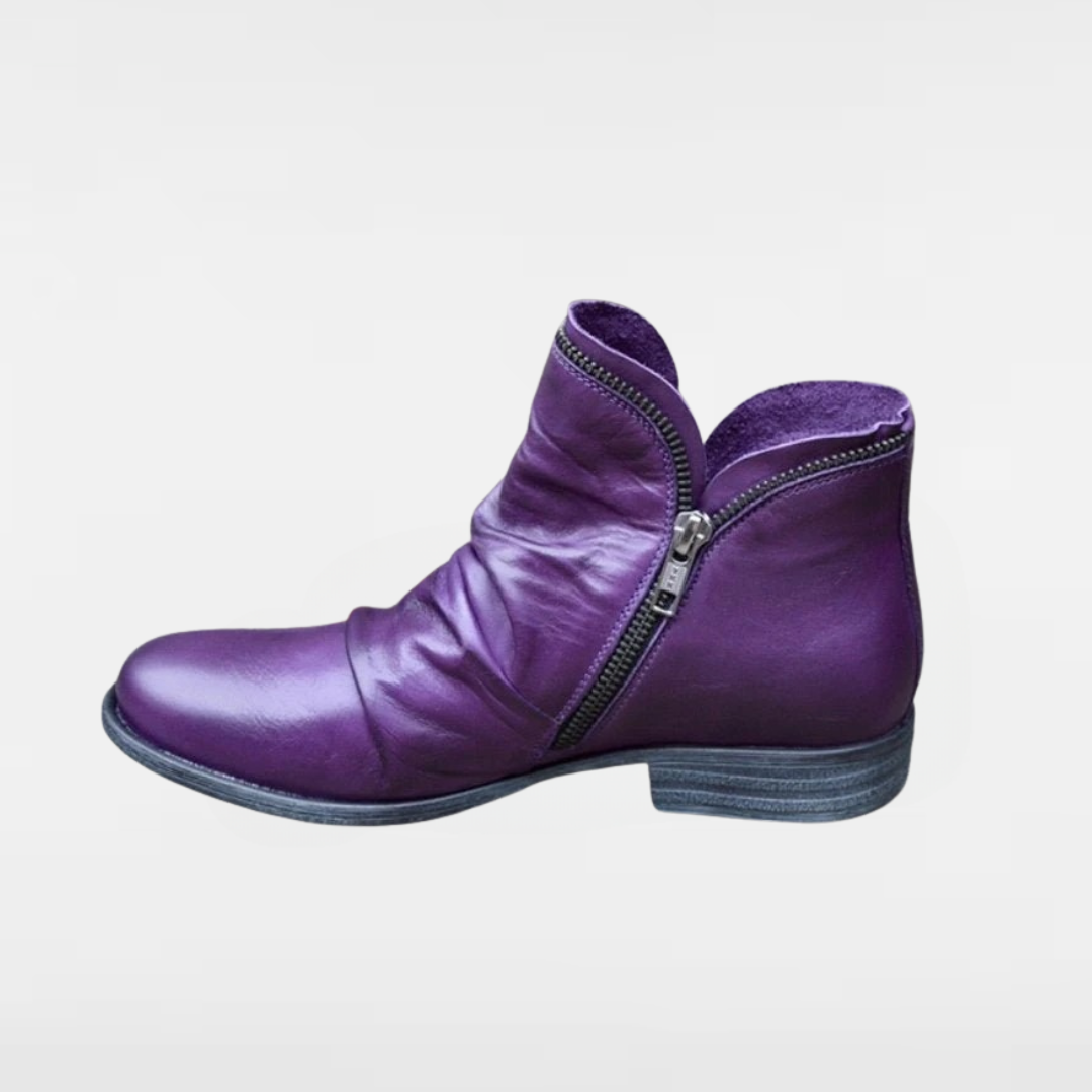 Yvette | Leather Boots with Practical Zipper