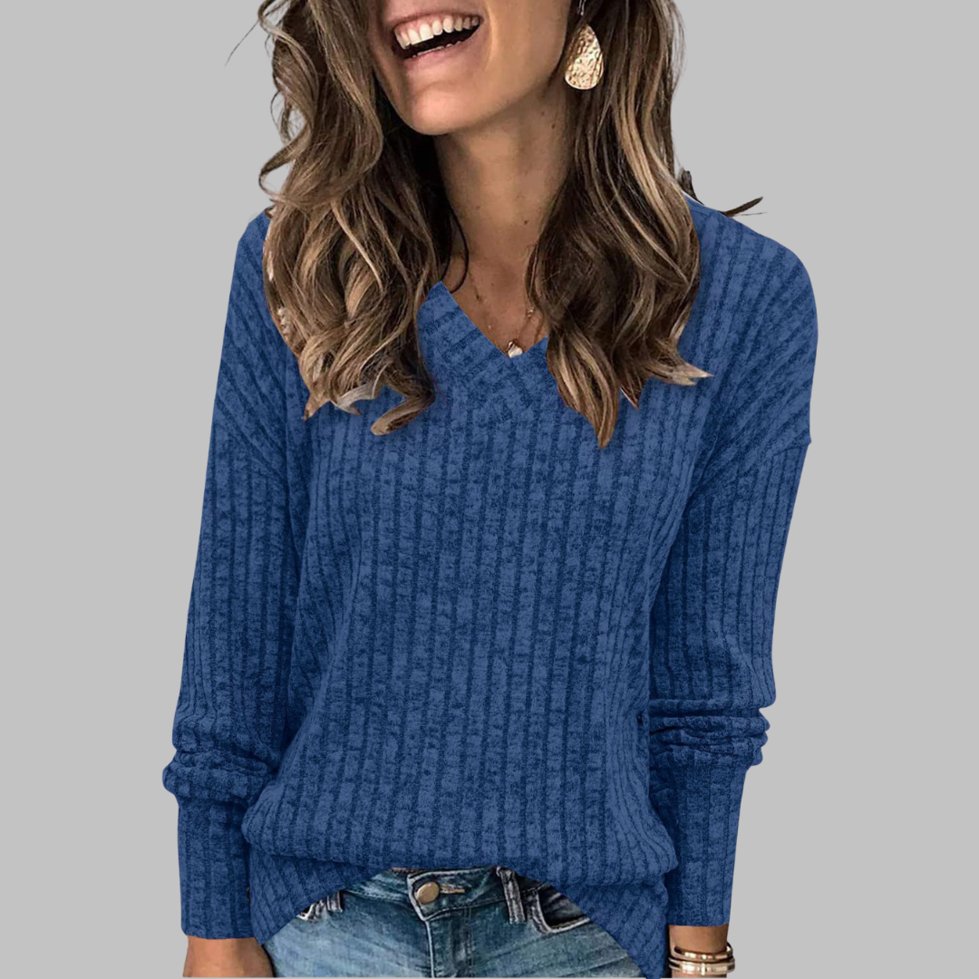 Victorissa | Comfy V-Neck Long Sleeve Top