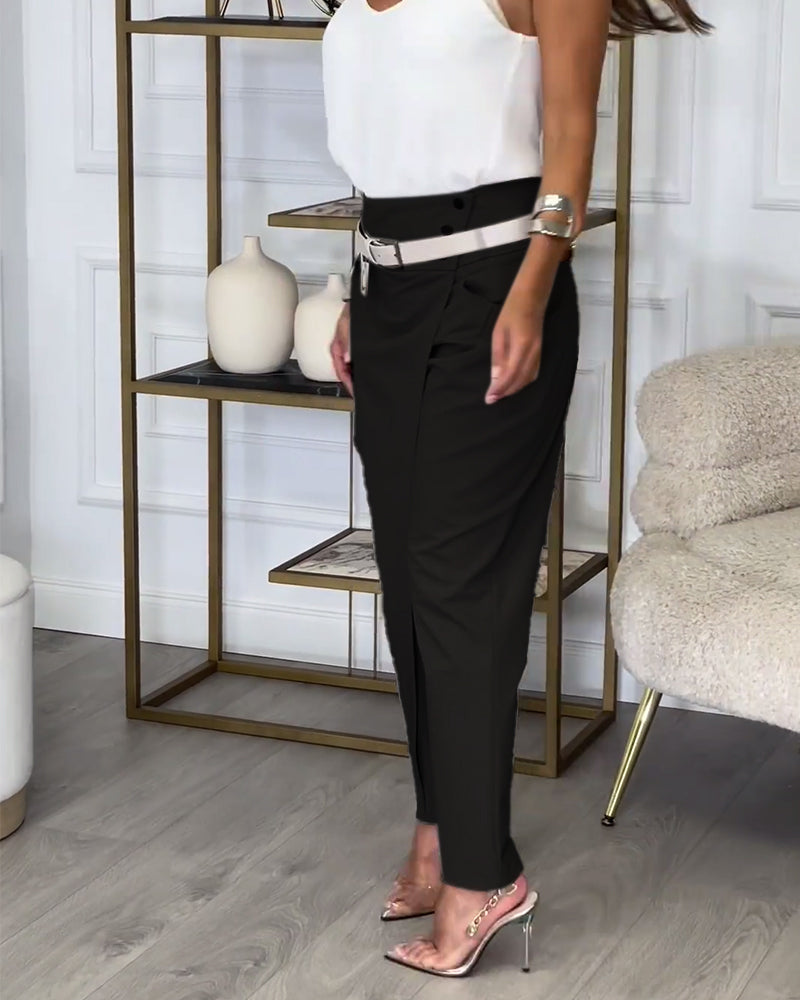 Mandy | Belted Patchwork Trousers