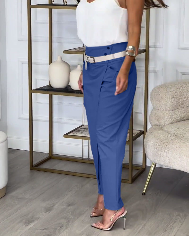 Mandy | Belted Patchwork Trousers