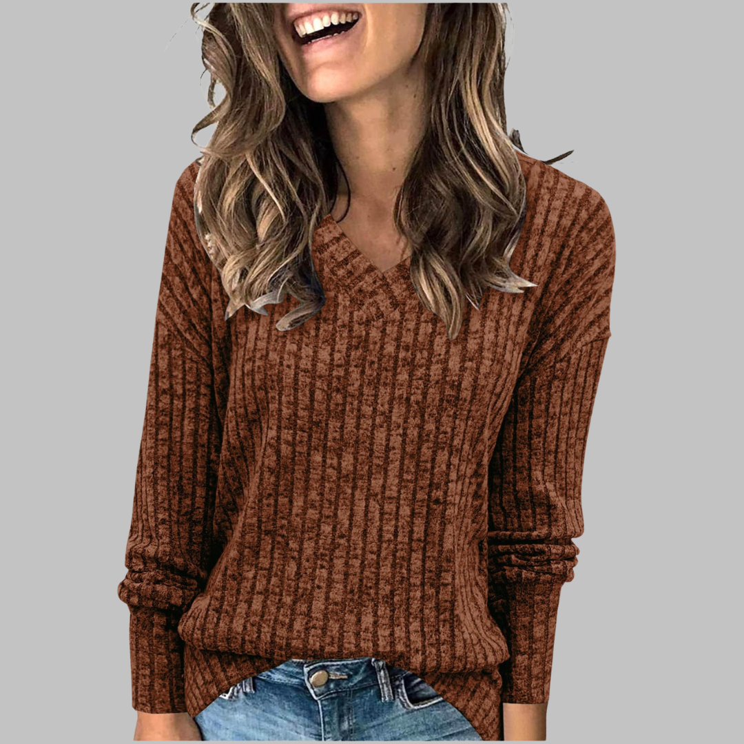 Victorissa | Comfy V-Neck Long Sleeve Top