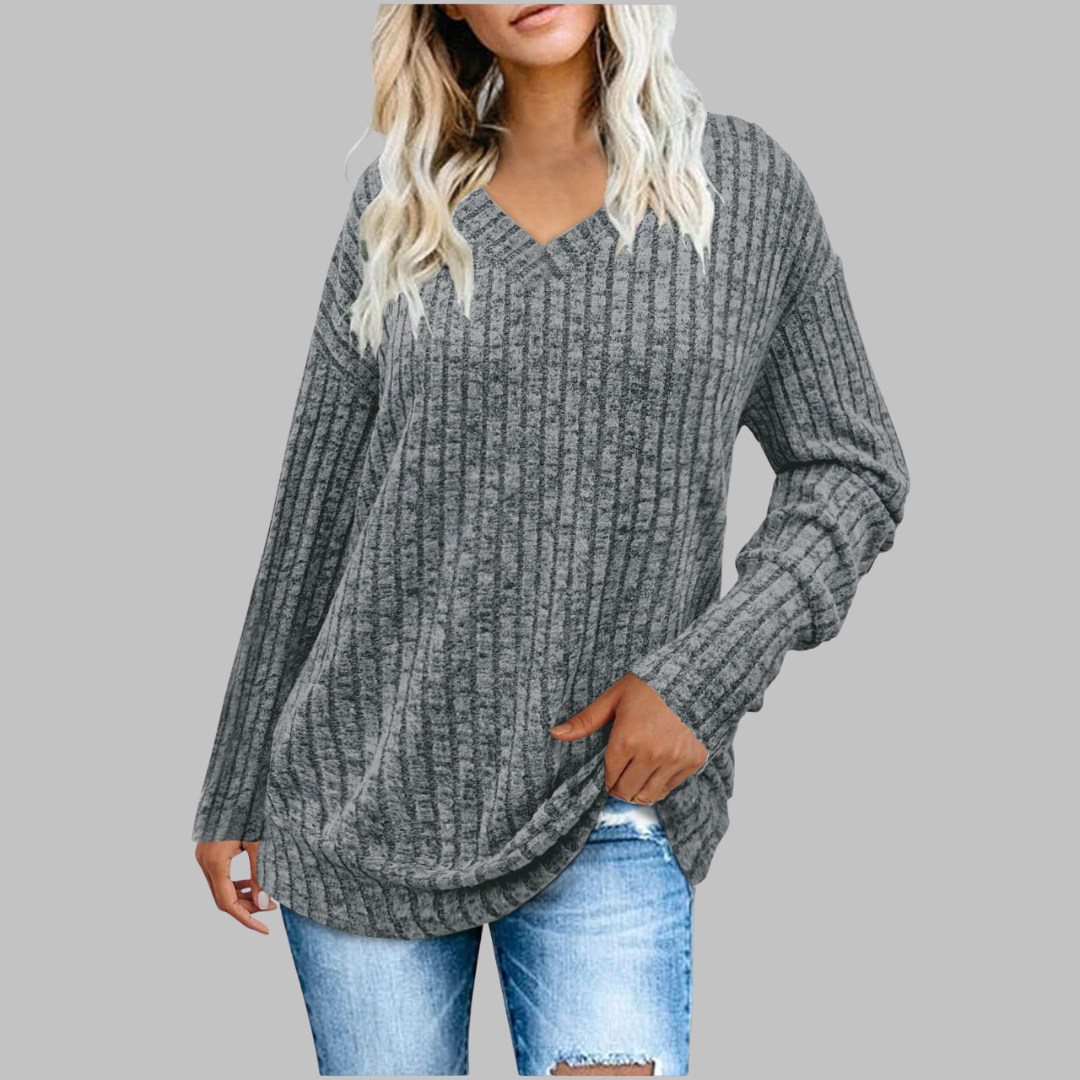 Victorissa | Comfy V-Neck Long Sleeve Top