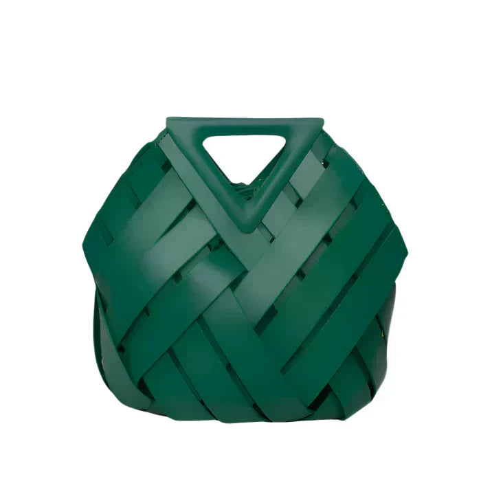 Florence | Woven Leather Bag with Geometric Handle