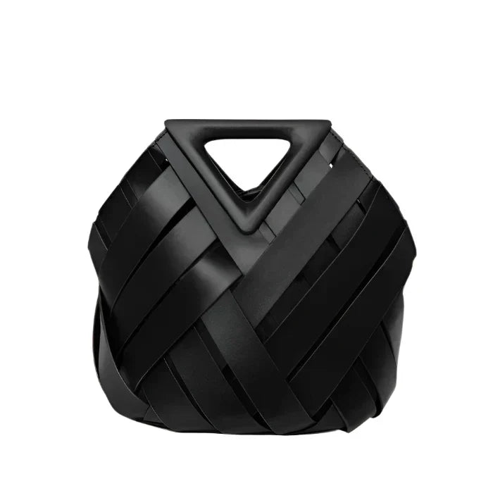Florence | Woven Leather Bag with Geometric Handle