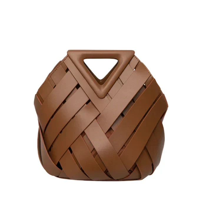 Florence | Woven Leather Bag with Geometric Handle