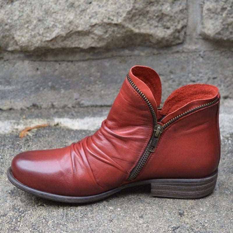 Yvette | Leather Boots with Practical Zipper