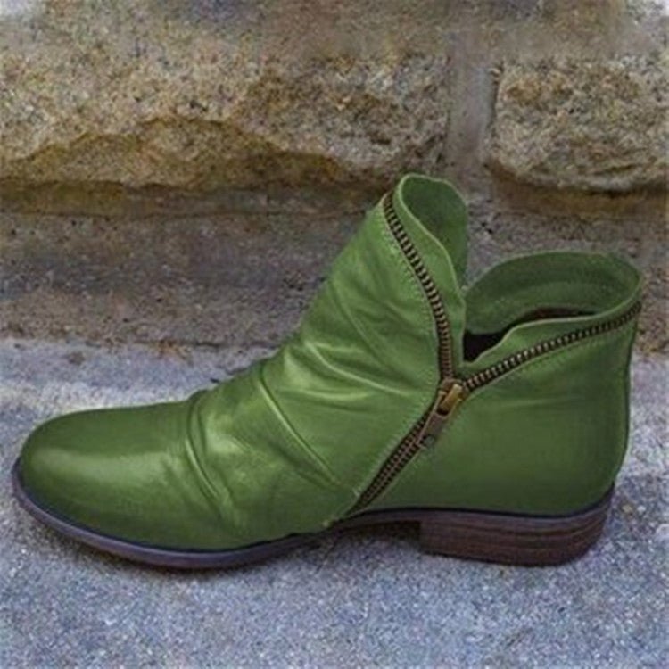 Yvette | Leather Boots with Practical Zipper