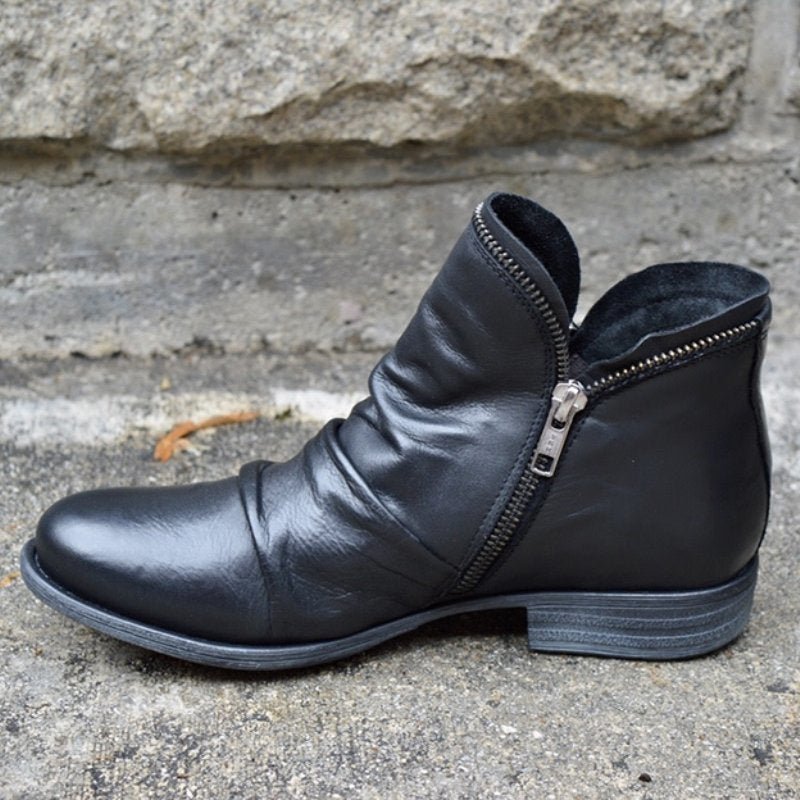 Yvette | Leather Boots with Practical Zipper