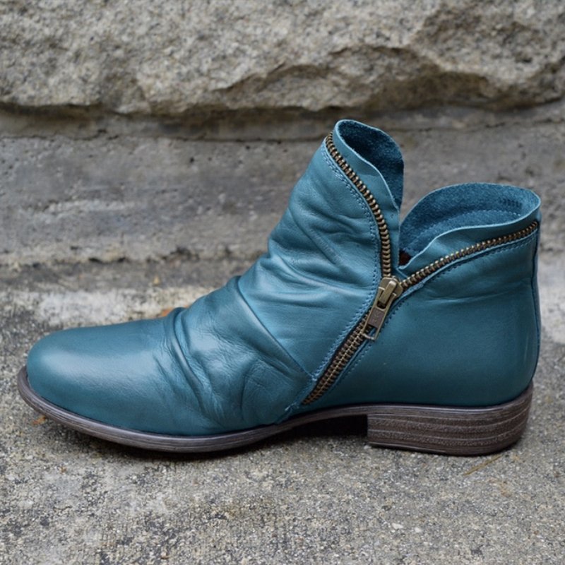 Yvette | Leather Boots with Practical Zipper