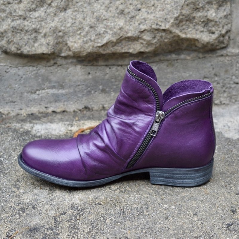Yvette | Leather Boots with Practical Zipper