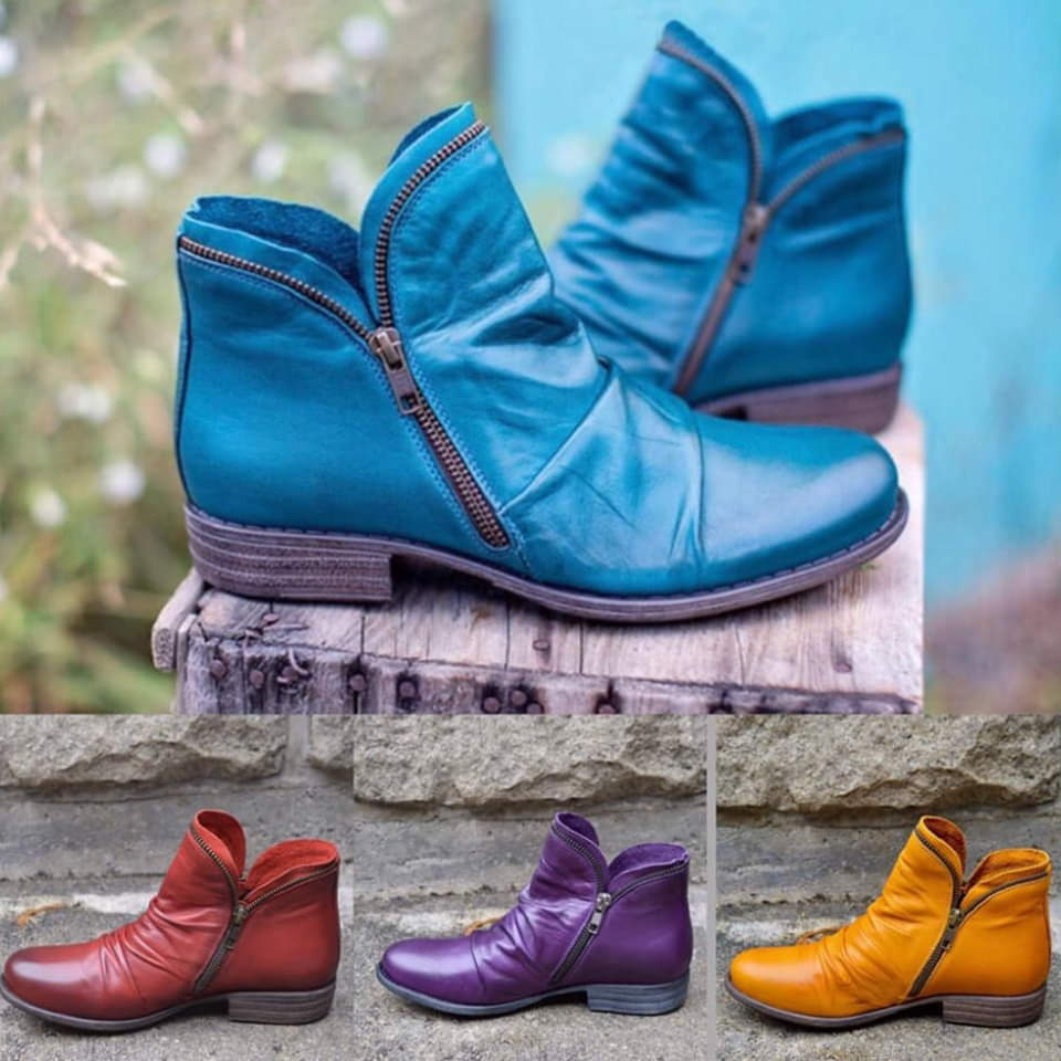 Yvette | Leather Boots with Practical Zipper