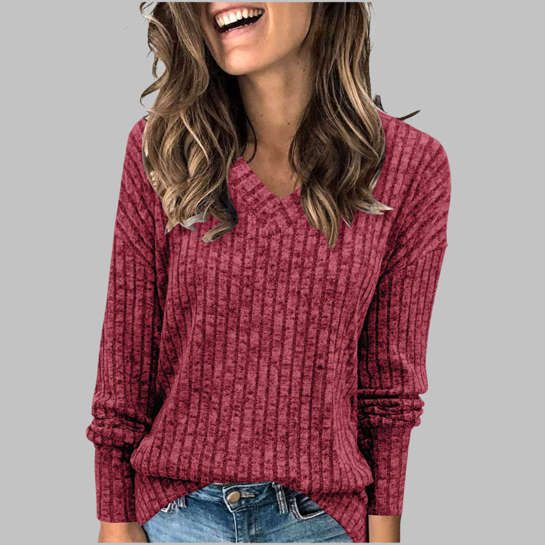 Victorissa | Comfy V-Neck Long Sleeve Top