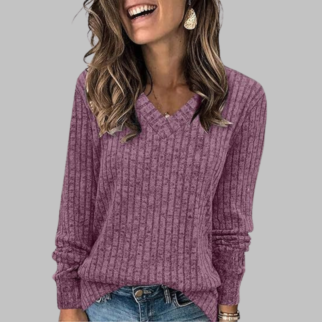 Victorissa | Comfy V-Neck Long Sleeve Top