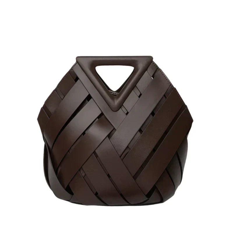 Florence | Woven Leather Bag with Geometric Handle