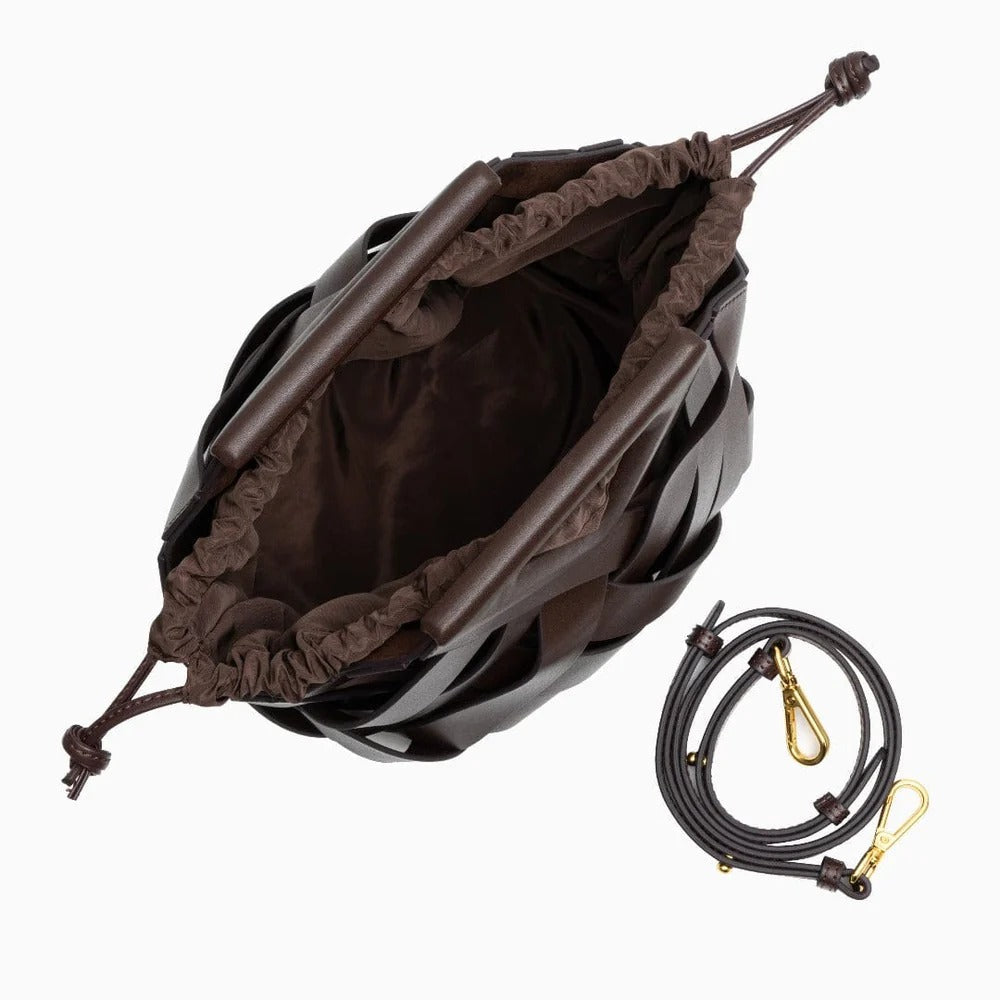 Florence | Woven Leather Bag with Geometric Handle