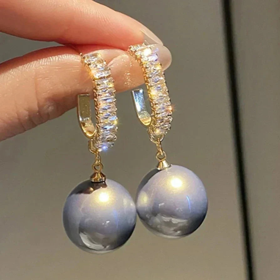 Beryl | Elegant Pearl and Zirconia Earrings