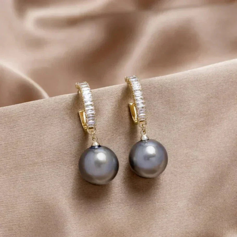 Beryl | Elegant Pearl and Zirconia Earrings